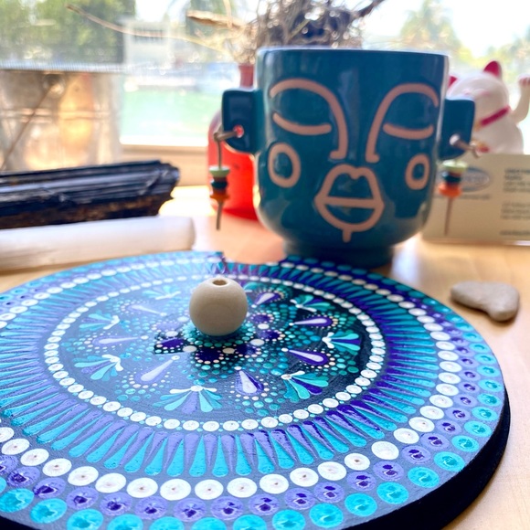 SOLDHand painted mandala, incense burner - Picture 2 of 5